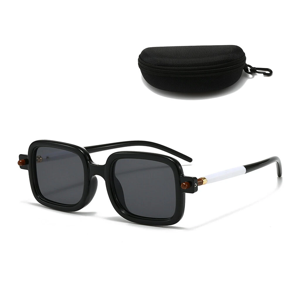(image for) Fashion Retro Square Sunglasses UV400 Protection HD Sun Eyeglass for Outdoor Travel Driving with Case